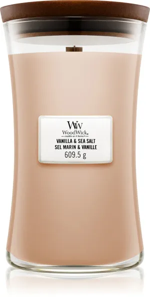 Bougie parfumée WoodWick Vanilla & Sea Salt avec mèche en bois 609,5 g