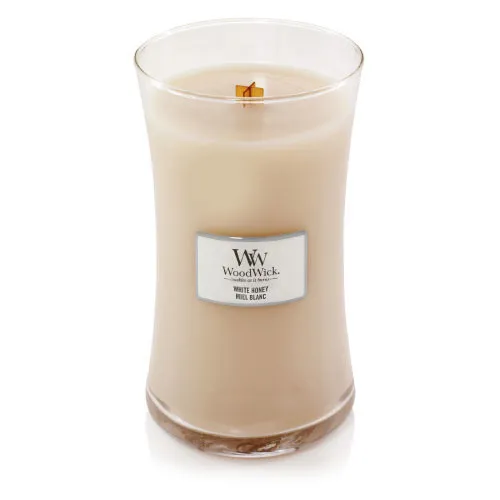 Bougie parfumée WoodWick White Honey avec mèche en bois pour homme