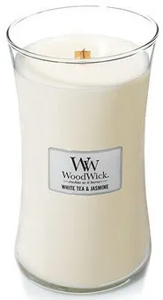 Bougie parfumée WoodWick White Tea & Jasmine avec mèche en bois pour femmes