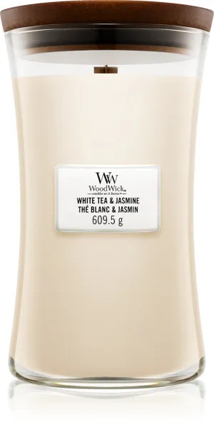 Bougie parfumée WoodWick White Tea & Jasmine avec mèche en bois 609,5 g