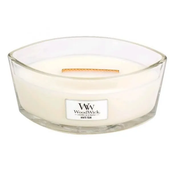Bougie parfumée WoodWick White Teak avec mèche en bois 453,6 g