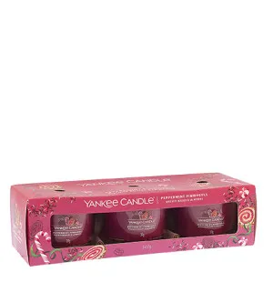 Bougie votive en verre Yankee Candle Peppermint Pinwheels 3 x 37 g