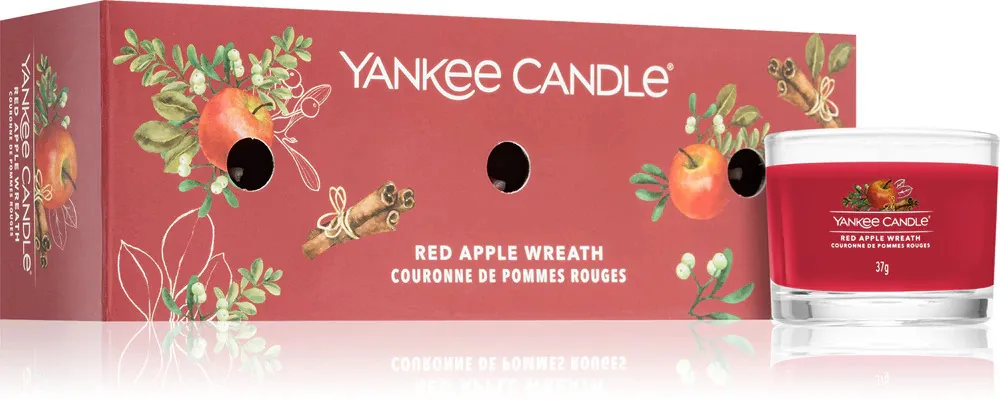 Red Apple Wreath bougie votive en verre 3 x 37 g 3x37 g