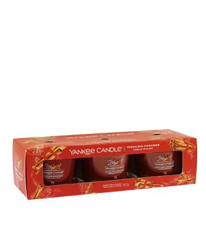 Bougie votive en verre Yankee Candle Sparkling Cinnamon 3 x 37 g