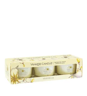 Yankee Candle Twinkling Lights bougie votive en verre 3 x 37 g