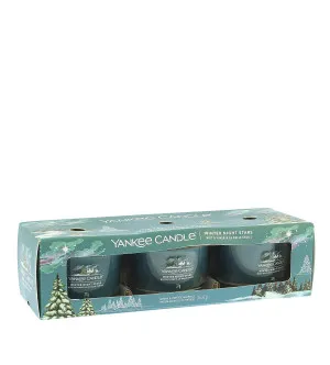 Bougie votive en verre Yankee Candle Winter Night Stars 3 x 37 g