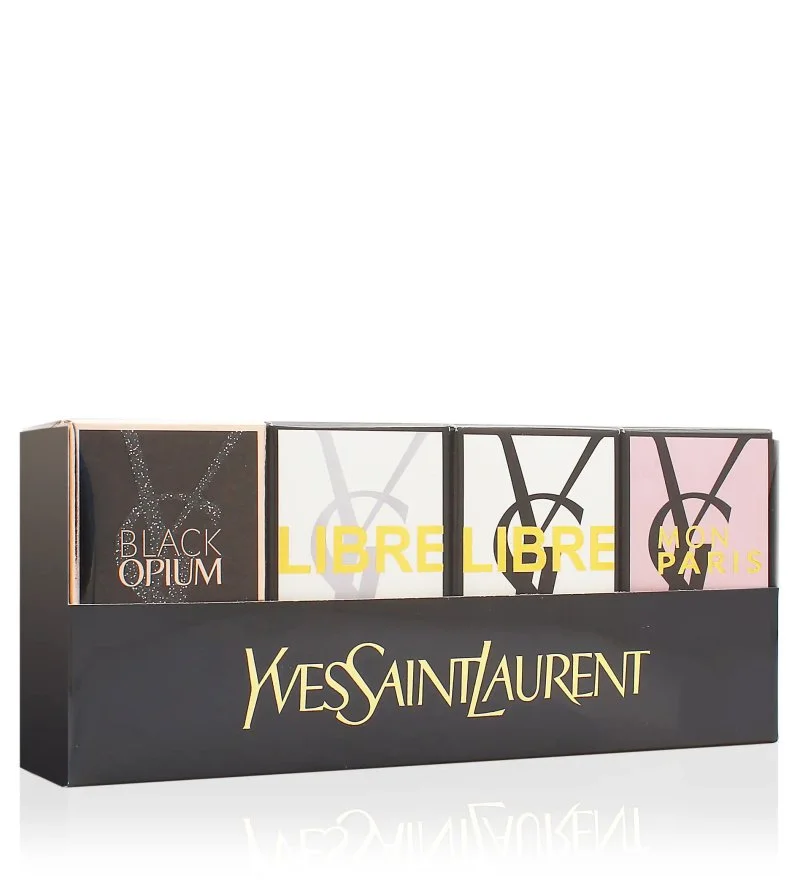 Coffret cadeau miniatures Opium 7,5 ml + eau de parfum Paris 7,5 ml + eau de parfum Black Opium 7,5 ml + eau de parfum Mon Paris pour femme