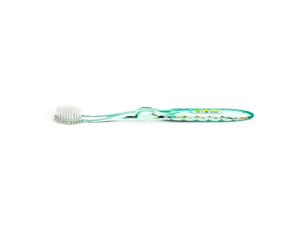 Nano-b Brosse à dents verte avec brosse à dents rose - moyenne