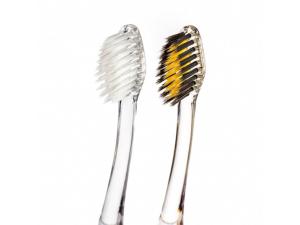 Brosse à dents avec or et charbon actif bleu - moyenne