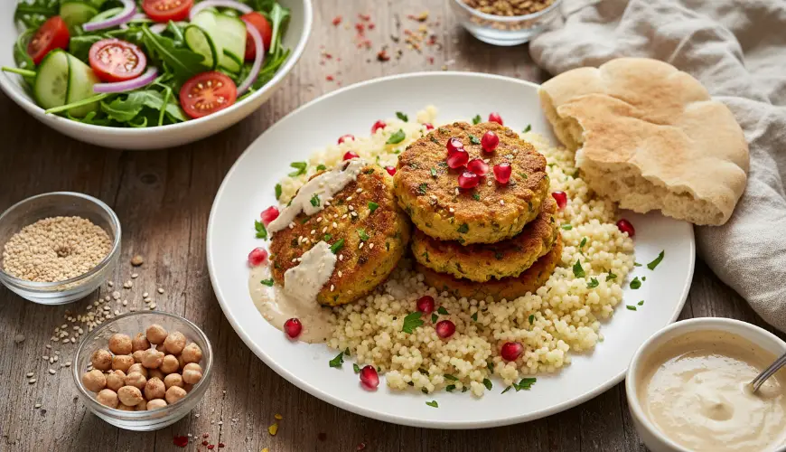Galettes de pois chiches à la sauce tahini qui vous surprendront