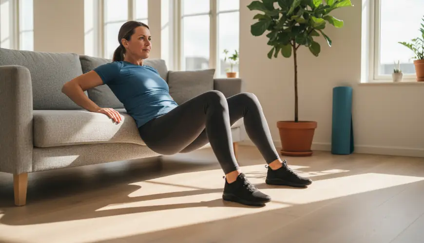 Hip thrust sur le canapé comme entraînement à domicile pour des fessiers puissants