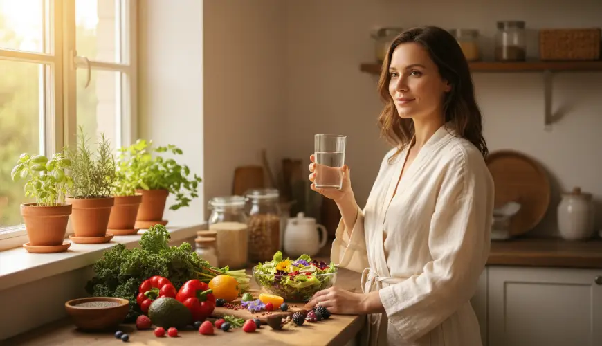 Belle peau comme résultat de saines habitudes quotidiennes