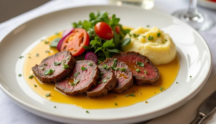 Tranches de bœuf durables à la moutarde pour une cuisine moderne