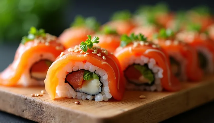 Les uramakis comme des rouleaux de sushi tendance pour un repas amusant entre amis.