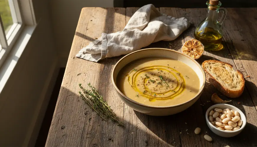 # Uvařte si polévku z pečeného česneku a bílých fazolí

# Préparez une soupe à l'ail rôti et aux har