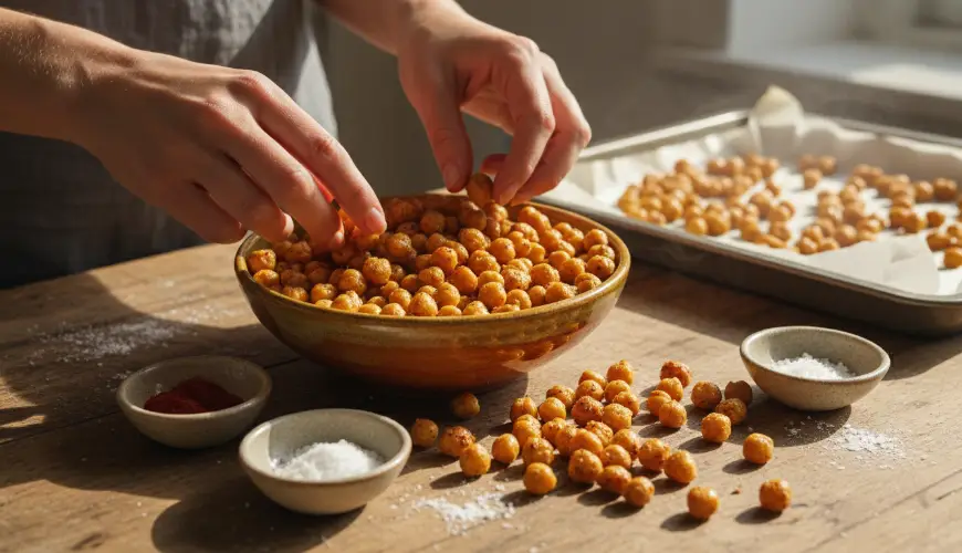 Essayez les pois chiches rôtis comme snack croustillant