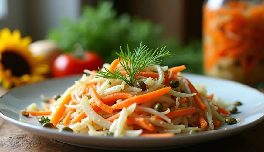 Une alimentation saine à portée de main avec une salade vitaminée de choucroute