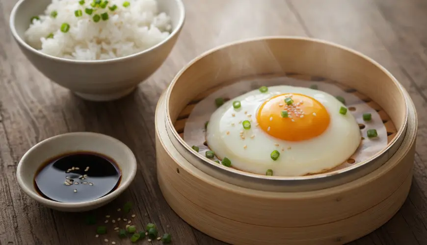 Essayez les œufs au plat à la vapeur selon les cuisiniers asiatiques